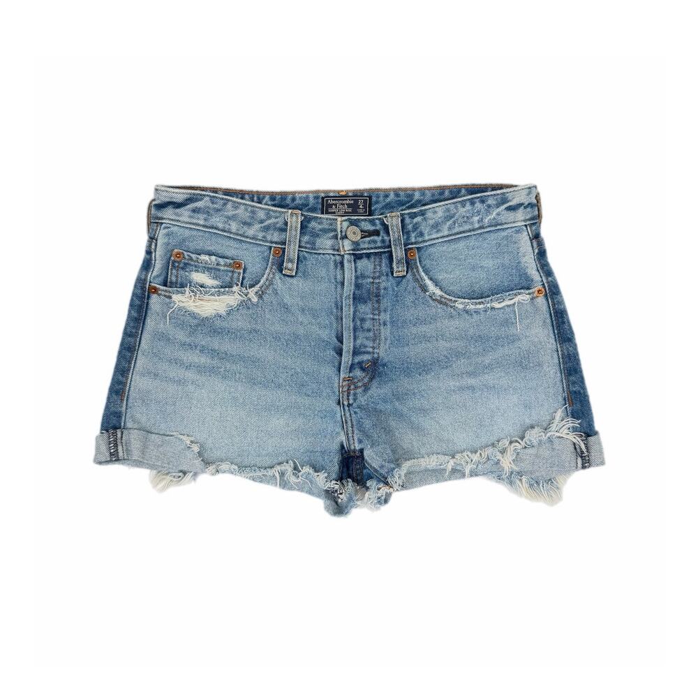 Abercrombie & Fitch Harper Light Wash Low Rise Button Fly Cut Off Jean Shorts